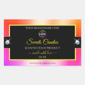 Logo-Label für Shiny-Farbige Rainbow-Schwarze Rechteckiger Aufkleber (Vorderseite)