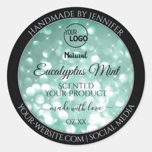 Logo-Labels für elegante grüne Sparkle-Glitzer Runder Aufkleber