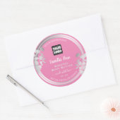 Logo-Labels für Girly Pink Silver Product Packagin Runder Aufkleber (Umschlag)