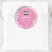 Logo-Labels für Girly Pink Silver Product Packagin Runder Aufkleber (Tasche)