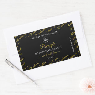 Logo-Labels für schwarze und goldene Word-Cloud-Pr Rechteckiger Aufkleber
