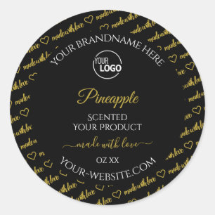 Logo-Labels für schwarze und goldene Word-Cloud-Pr Runder Aufkleber