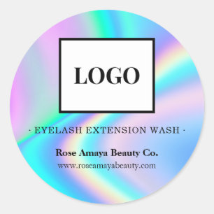 Logo Lash Cleanser Imitate Holographische Rainbow Runder Aufkleber