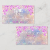 Logo Lash Hair Makeup Nails Pink Holograph Visitenkarte (Vorne/Hinten)