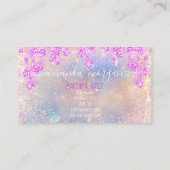 Logo Lash Hair Makeup Nails Pink Holograph Visitenkarte (Rückseite)