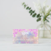 Logo Lash Hair Makeup Nails Pink Holograph Visitenkarte (Stehend Vorderseite)