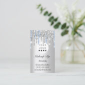 Logo Lashes Erweiterung Makeup Künstler Silver Visitenkarte (Stehend Vorderseite)