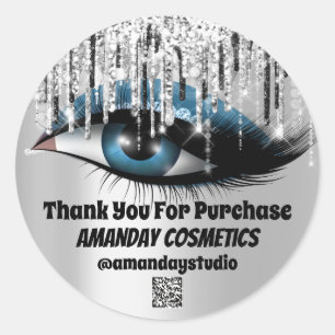 Logo-Lashes Erweiterungen Silver Custom QRCODE Runder Aufkleber