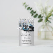 Logo-Lashes Makeup Artist Silver Blue QR Code Visitenkarte (Stehend Vorderseite)