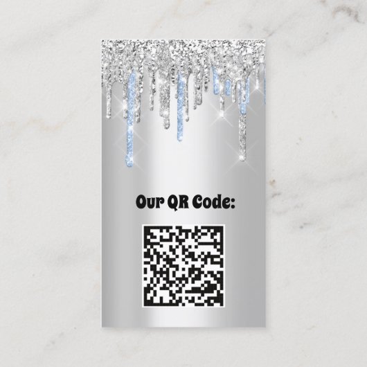 Logo-Lashes Makeup Artist Tropfen Blue QR Code Visitenkarte (Rückseite)