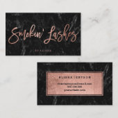 Logo-Lashes Skript-Imitate Rose Gold schwarzen Mar Visitenkarte (Vorne/Hinten)