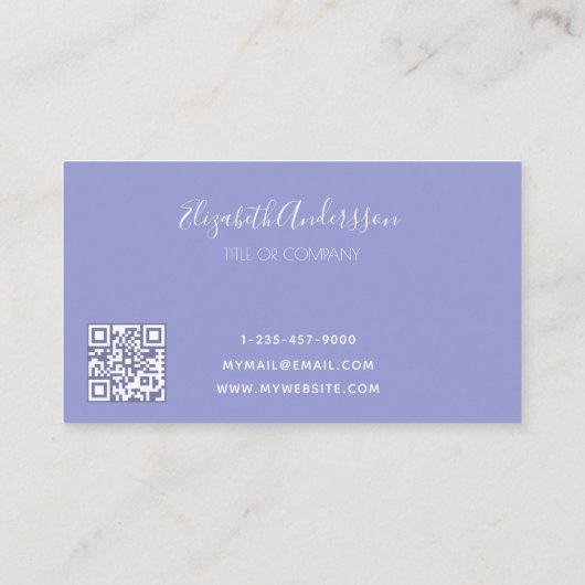 Logo-Lavendel minimalistischer QR-Code Visitenkarte (Rückseite)