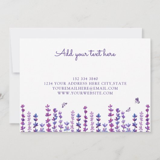 Logo Lavendel und Schmetterling Vielen Dank Dankeskarte (Rückseite)