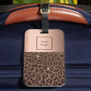 Logo Leopard Muster braun schwarz Bronze metallisc Gepäckanhänger