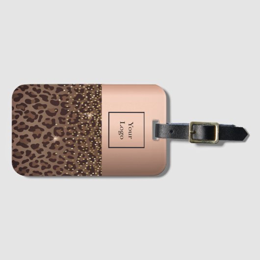 Logo Leopard Muster braun schwarz Bronze metallisc Gepäckanhänger (Vorderseite (Horizontal))
