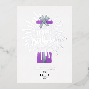 Logo Lila Geschenk Feuerwerk Geschäft Geburtstag Folieneinladung