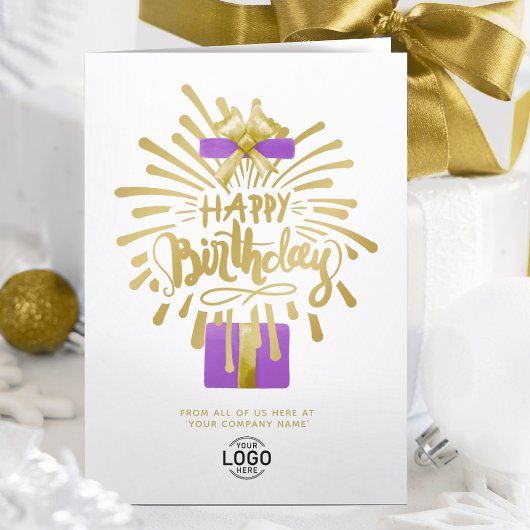 Logo Lila Geschenke Gold Fireworks Group Geburtsta Karte