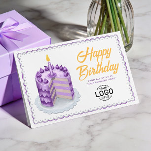 Logo Lila Grau Vintage-Torte Geschäftsgeburtstag Karte