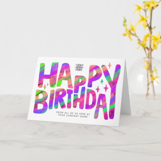 Logo Lila Green Fun Crayon Handgeschriebener Gebur Karte (Gelbe Blume)