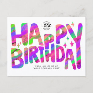 Logo Lila Green Fun Crayon Handgeschriebener Gebur Postkarte