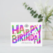 Logo Lila Green Fun Crayon Handgeschriebener Gebur Postkarte (Stehend Vorderseite)