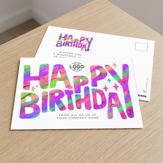 Logo Lila Green Fun Crayon Handgeschriebener Gebur Postkarte