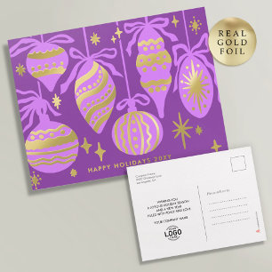 Logo Lila Pastell Dekor Weiß Geschäft Gold Folien Feiertagspostkarte