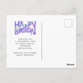 Logo Lila Spaß Crayon Handgeschriebene Stars Gebur Postkarte (Rückseite)