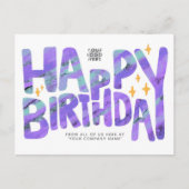 Logo Lila Spaß Crayon Handgeschriebene Stars Gebur Postkarte (Vorderseite)