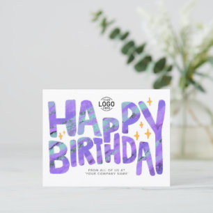 Logo Lila Spaß Crayon Handgeschriebene Stars Gebur Postkarte