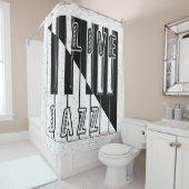 Logo "Live Jazz Calligraphy Illusion" mit Duschvorhang (Beispiel)
