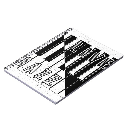 Logo "Live Jazz Calligraphy Illusion" mit Notizblock (Linke Seite)