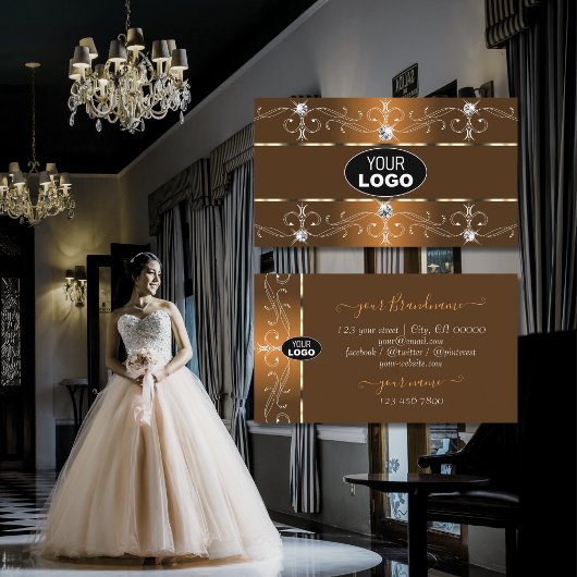 Logo "Luxuriöse Orange- und Braun-Verziert-Borders Visitenkarte