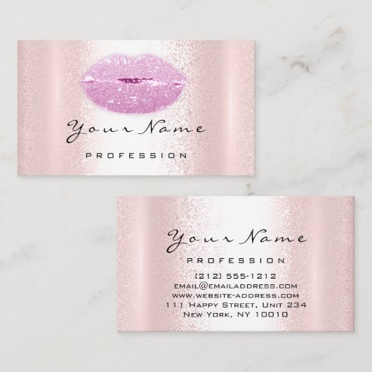 Logo Makeup Artist Beruflich Lips Kiss Glitzer Visitenkarte (Vorne/Hinten)