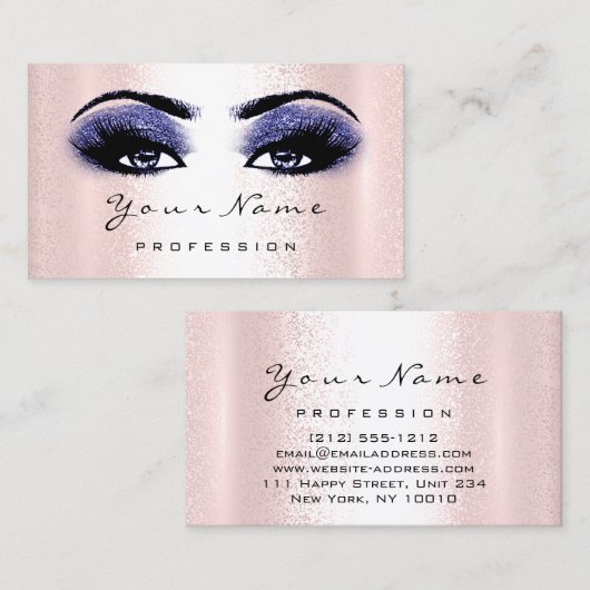 Logo-Makeup-Artist Beruflich Navy Blue Lash Visitenkarte (Vorne/Hinten)