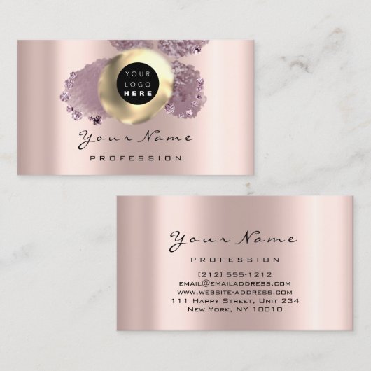 Logo Makeup Artist Haar Nägel Blumenmuster Rose Ab Visitenkarte (Vorne/Hinten)