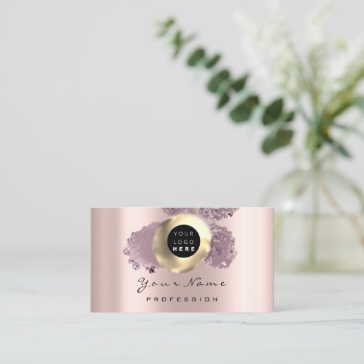 Logo Makeup Artist Haar Nägel Blumenmuster Rose Ab Visitenkarte (Stehend Vorderseite)