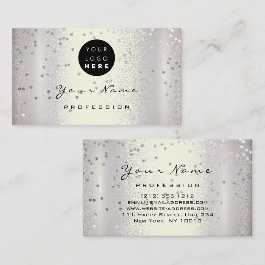 Logo Makeup Artist Haar Nägel Smoky Silber Grau Visitenkarte (Vorne/Hinten)