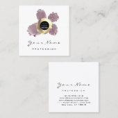 Logo Makeup Artist Haar Nails Blumenfarbe Weiß Ros Quadratische Visitenkarte (Vorne/Hinten)