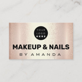 Logo Makeup Artist Hair Nails Coral Rose Gold Visitenkarte