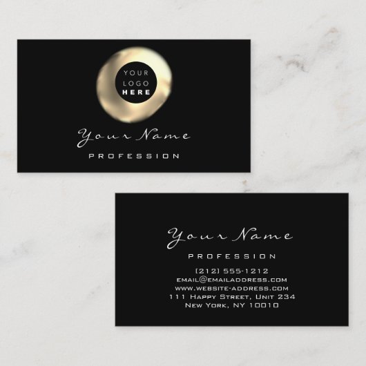 Logo Makeup Artist Hair Nails Floral Gold Schwarz Visitenkarte (Vorne/Hinten)