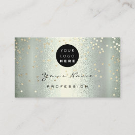Logo Makeup Artist Hair Nails Green Gold Confetti Visitenkarte
