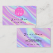 Logo Makeup Artist Hair Nails Holograph Pink Blue Visitenkarte (Vorne/Hinten)