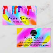 Logo Makeup Artist Nails Holograph Tropfen Visitenkarte (Vorne/Hinten)