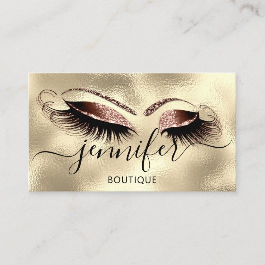 Logo Makeup Boutique Lash Studio Eyes Brows Gold Visitenkarte (Vorderseite)