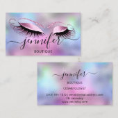 Logo-Makeup-Boutique Lash Studio Rosa-Holograph Visitenkarte (Vorne/Hinten)