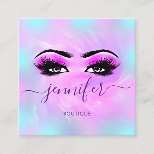 Logo-Makeup-Boutique Lashes Quadratische Visitenkarte (Vorderseite)