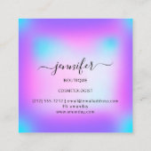 Logo Makeup Boutique Lashes Studio Hot Holograph Quadratische Visitenkarte (Rückseite)