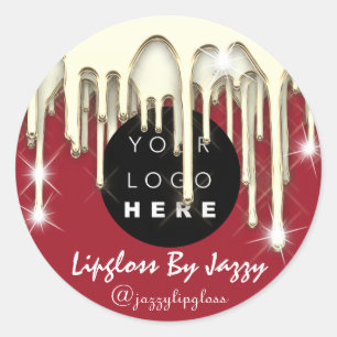 Logo-Makeup-Gold-Tropfen, die Red Ruby verpacken Runder Aufkleber