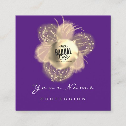 Logo Makeup Haar Nail Lila Boutique Quadratische Visitenkarte (Vorderseite)